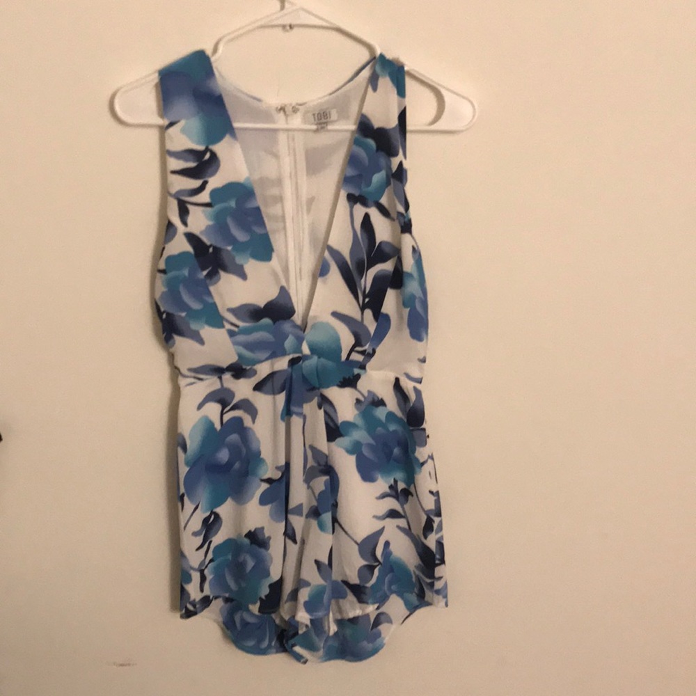 White and blue romper